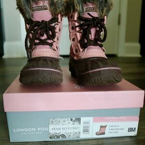 London Fog Pink and Brown Adventure Boots